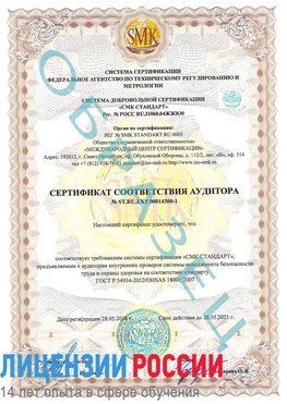 Образец сертификата соответствия аудитора №ST.RU.EXP.00014300-1 Котово Сертификат OHSAS 18001
